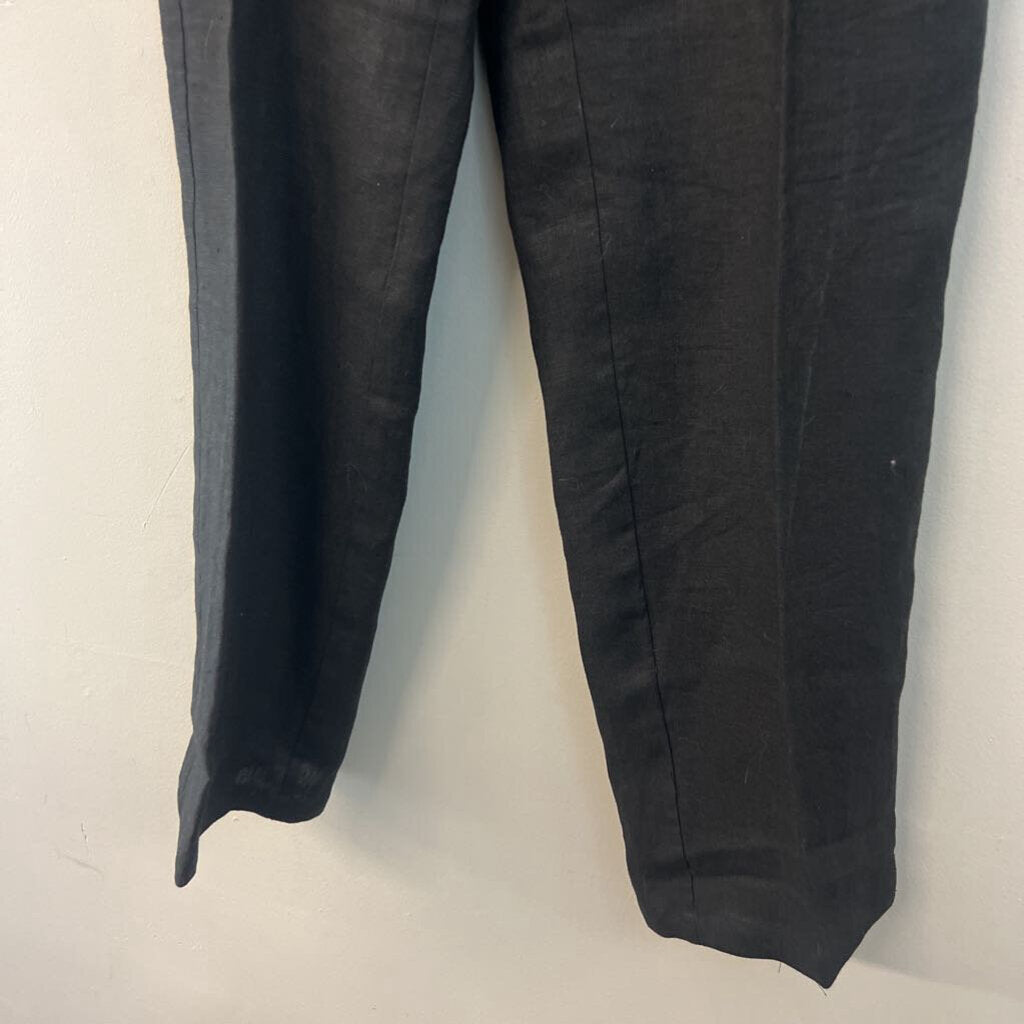 Eileen Fisher Black Linen Wide Leg Trouser Pants Large