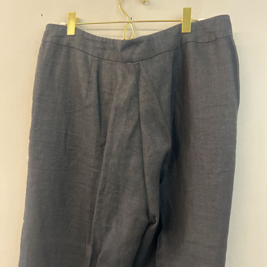 Eileen Fisher Black Linen Wide Leg Trouser Pants Large
