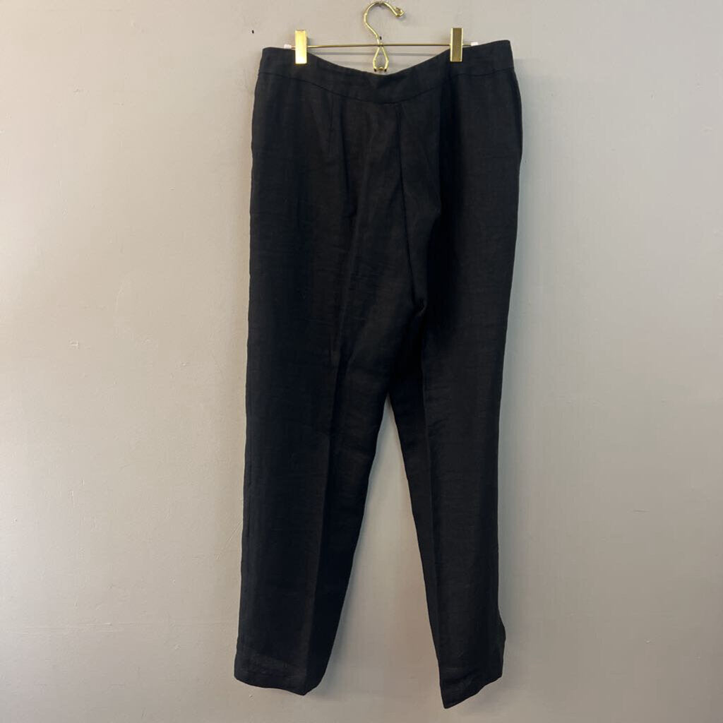 Eileen Fisher Black Linen Wide Leg Trouser Pants Large
