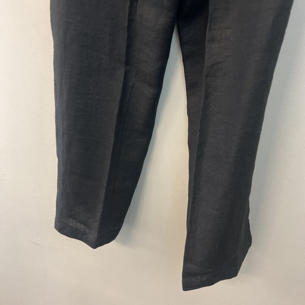 Eileen Fisher Black Linen Wide Leg Trouser Pants Large