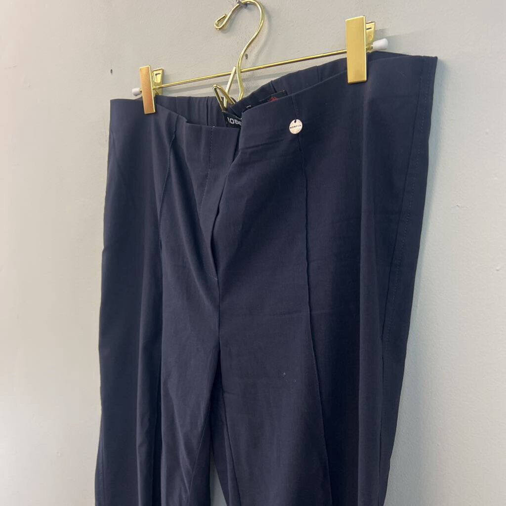 Robell Navy Straight Leg Pull On Pants 12