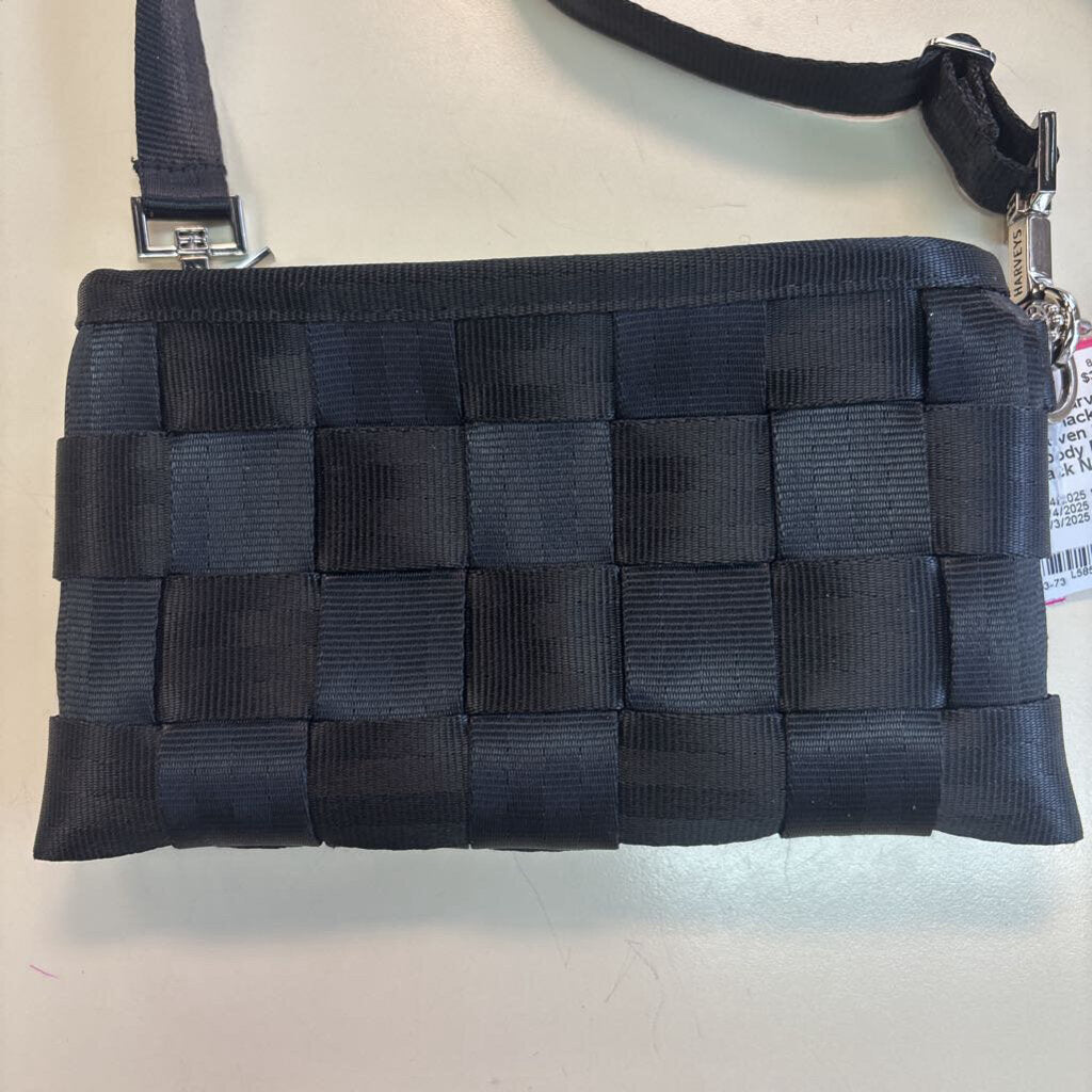 Harveys Black Seat Belt Woven Small Crossbody Purse
