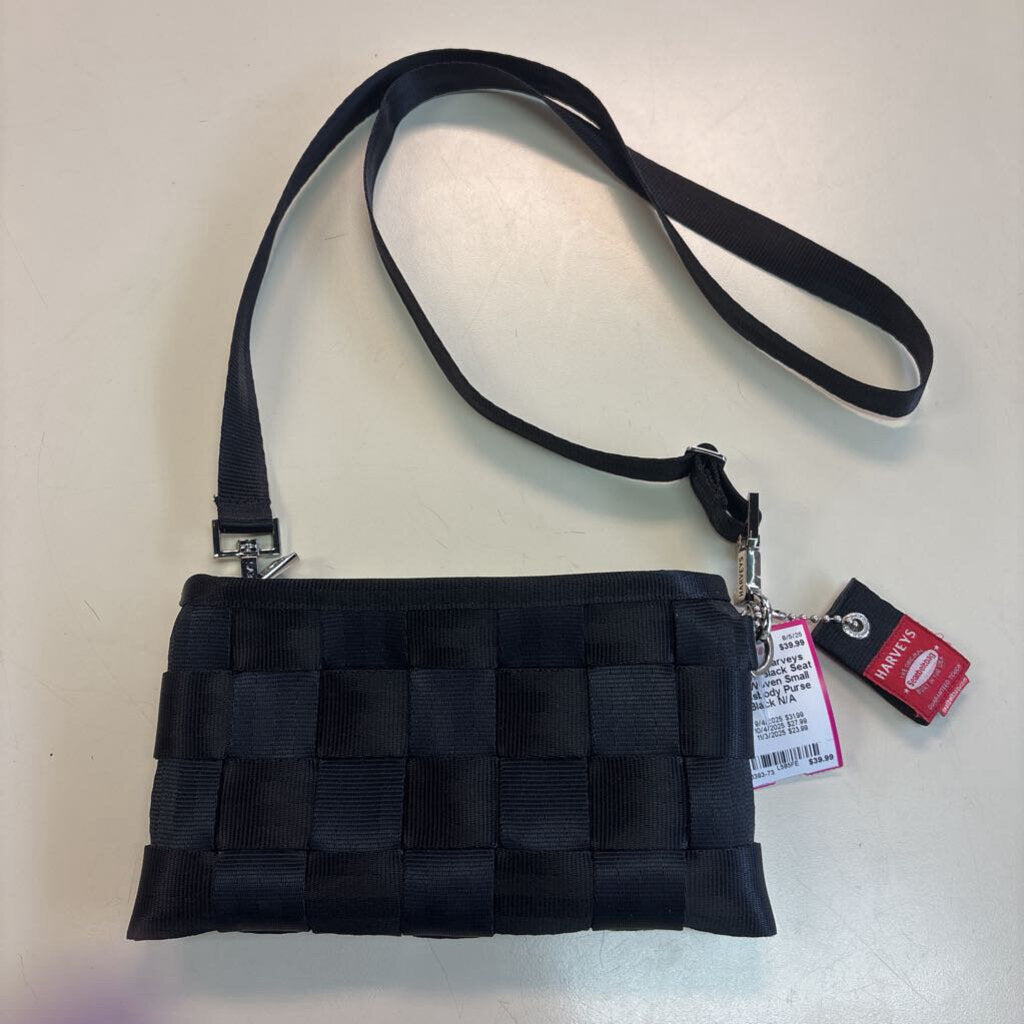 Harveys Black Seat Belt Woven Small Crossbody Purse