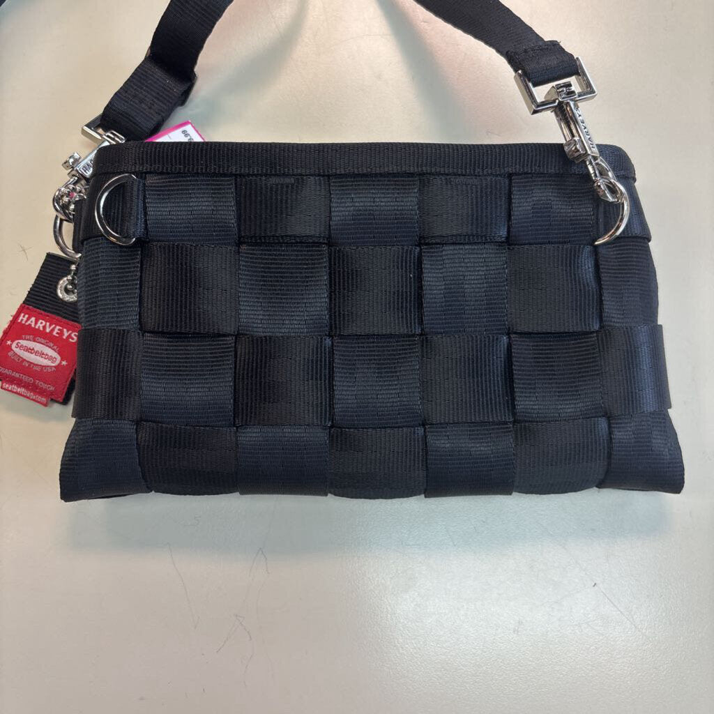 Harveys Black Seat Belt Woven Small Crossbody Purse
