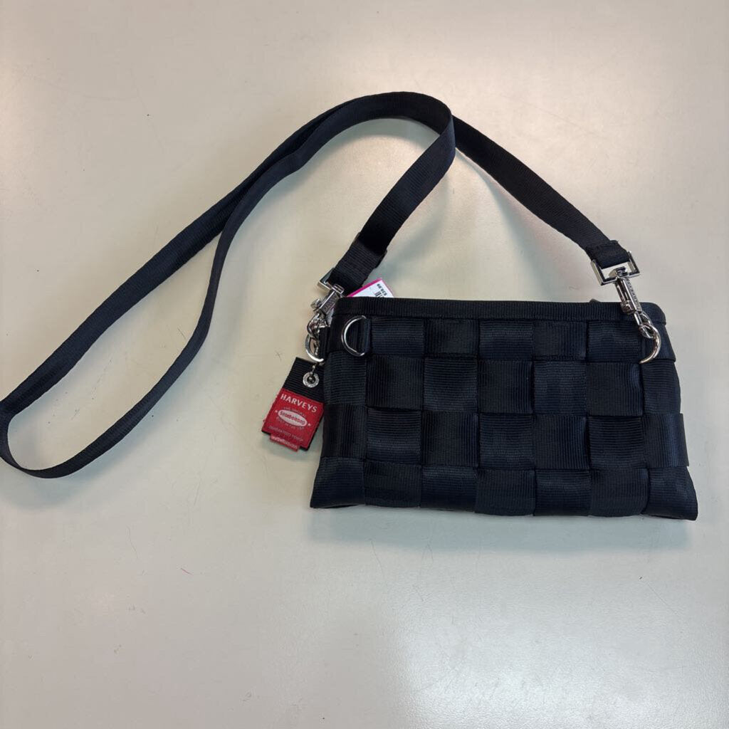 Harveys Black Seat Belt Woven Small Crossbody Purse