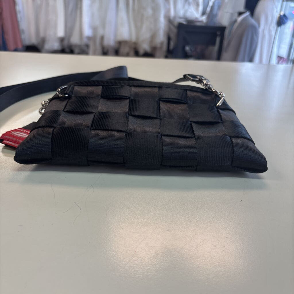 Harveys Black Seat Belt Woven Small Crossbody Purse