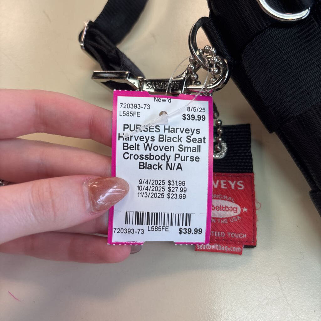 Harveys Black Seat Belt Woven Small Crossbody Purse