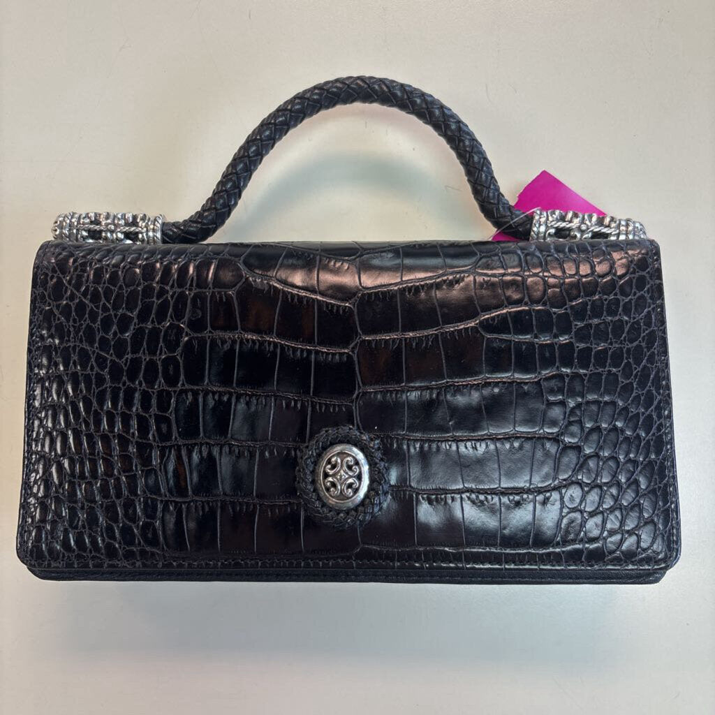 Brighton Black Croc Embossed Small Crossbody Purse