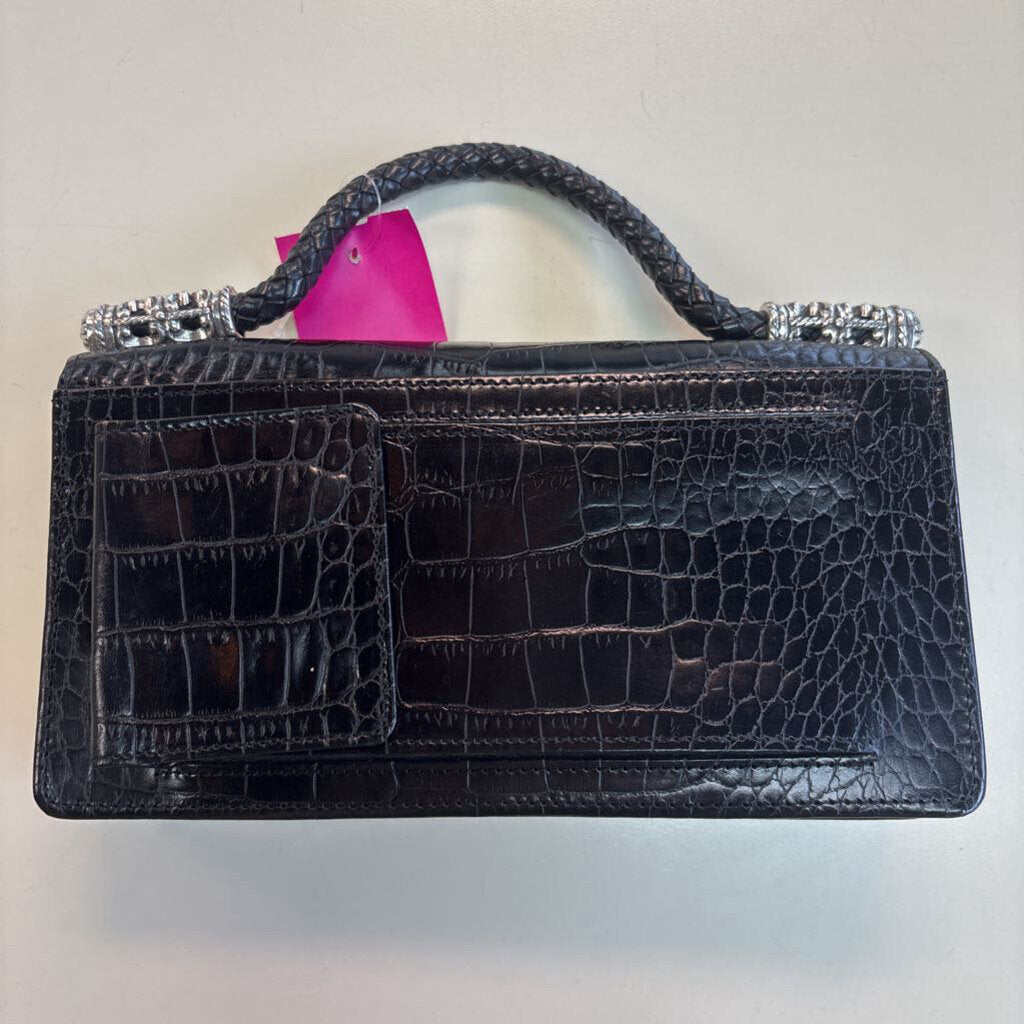 Brighton Black Croc Embossed Small Crossbody Purse