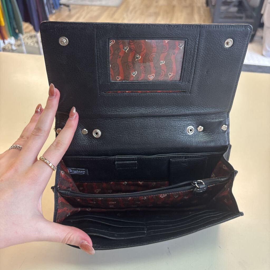 Brighton Black Croc Embossed Small Crossbody Purse