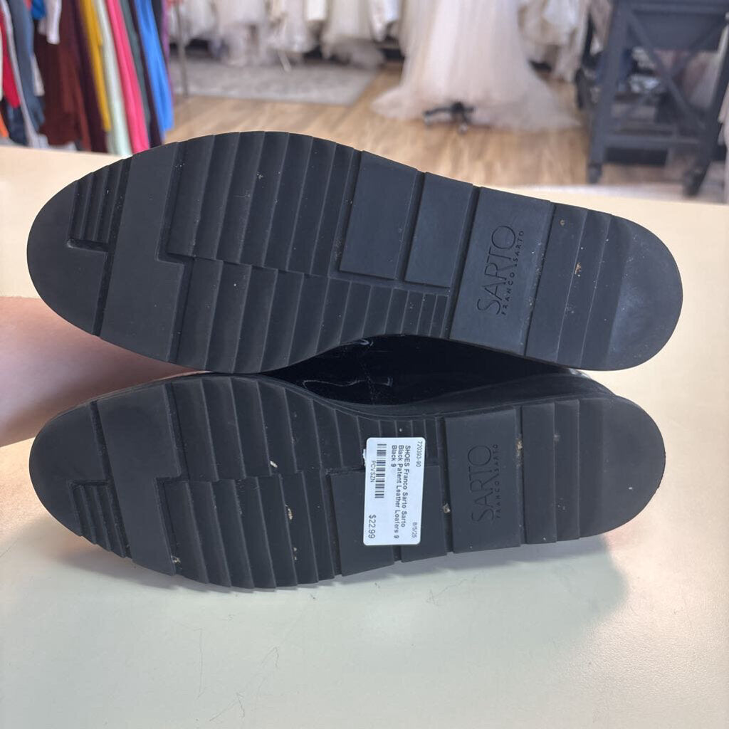 Sarto Black Patent Leather Loafers 9