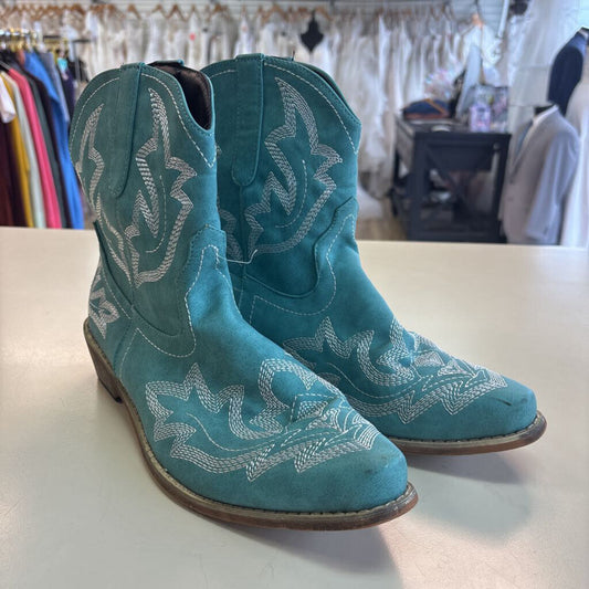 Blue/ White Western Ankle Boots 41