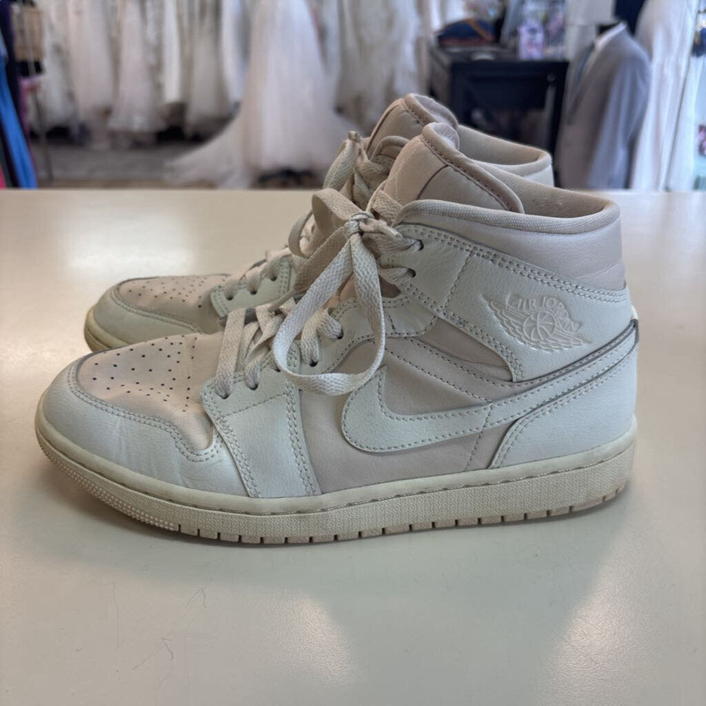 Nike Air Jordan 1 Mid Light Tank/ White Sneakers 8
