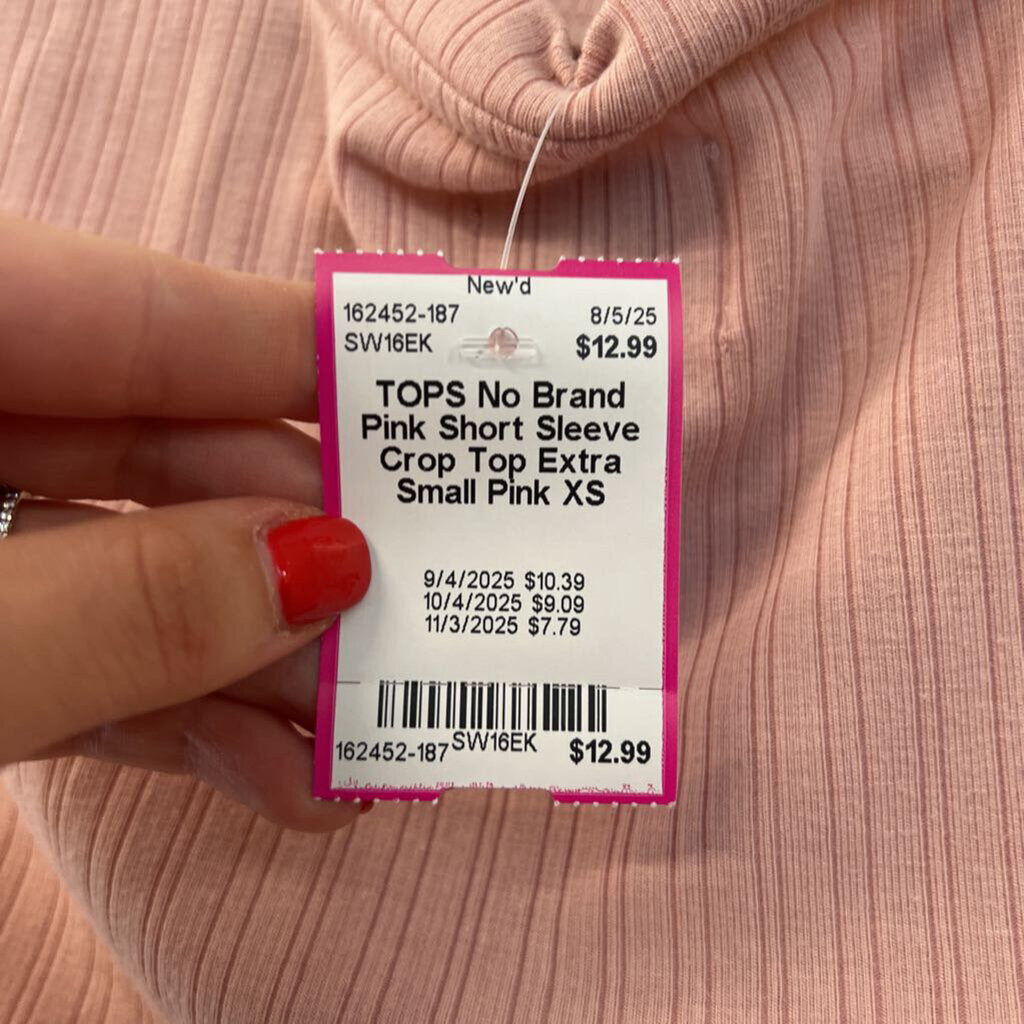 Pink Short Sleeve Crop Top Extra Small