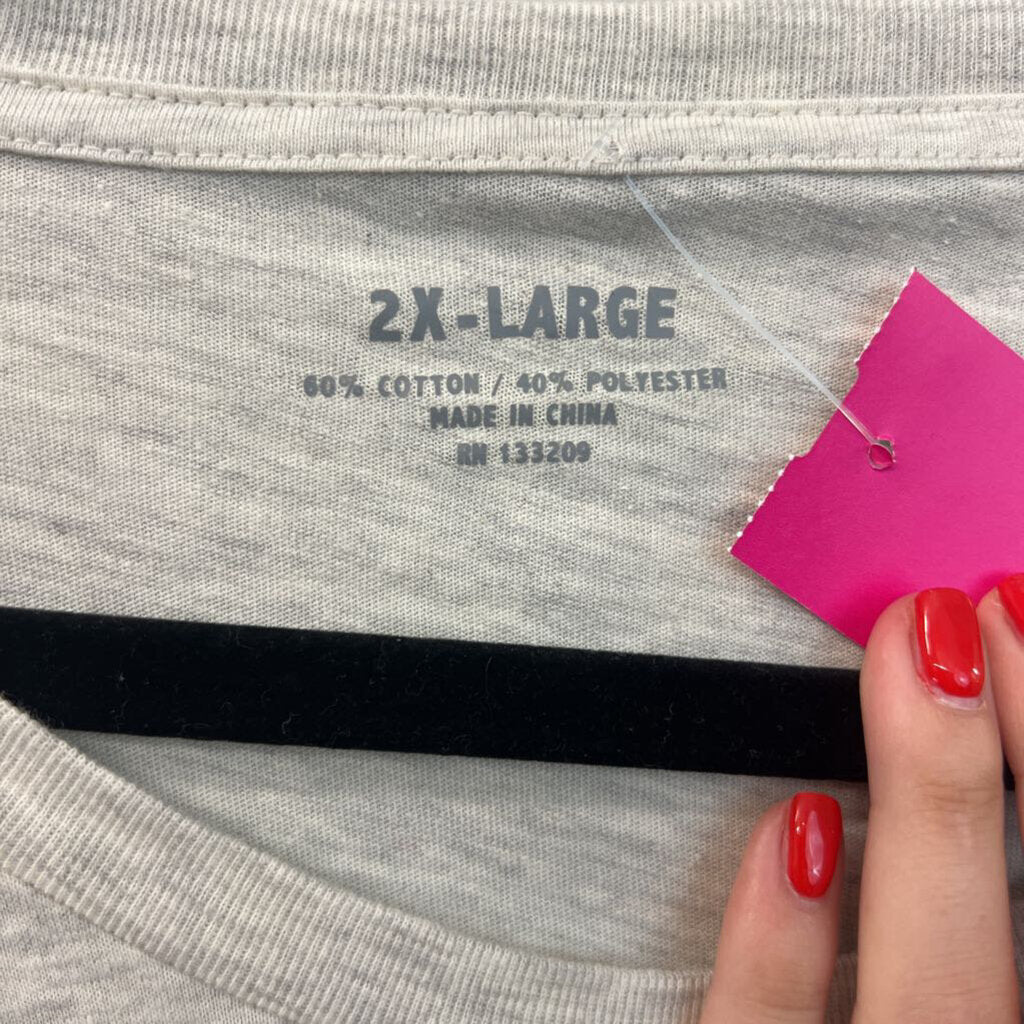 Grey/ Multi Leopard Cow Skull With Antlers Short Sleeve Graphic Tee 2X