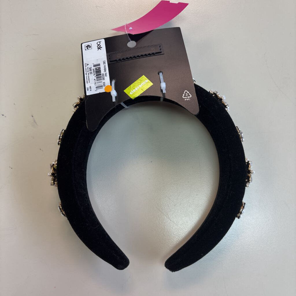 Evie and Emma Black Velvet Embellished Headband