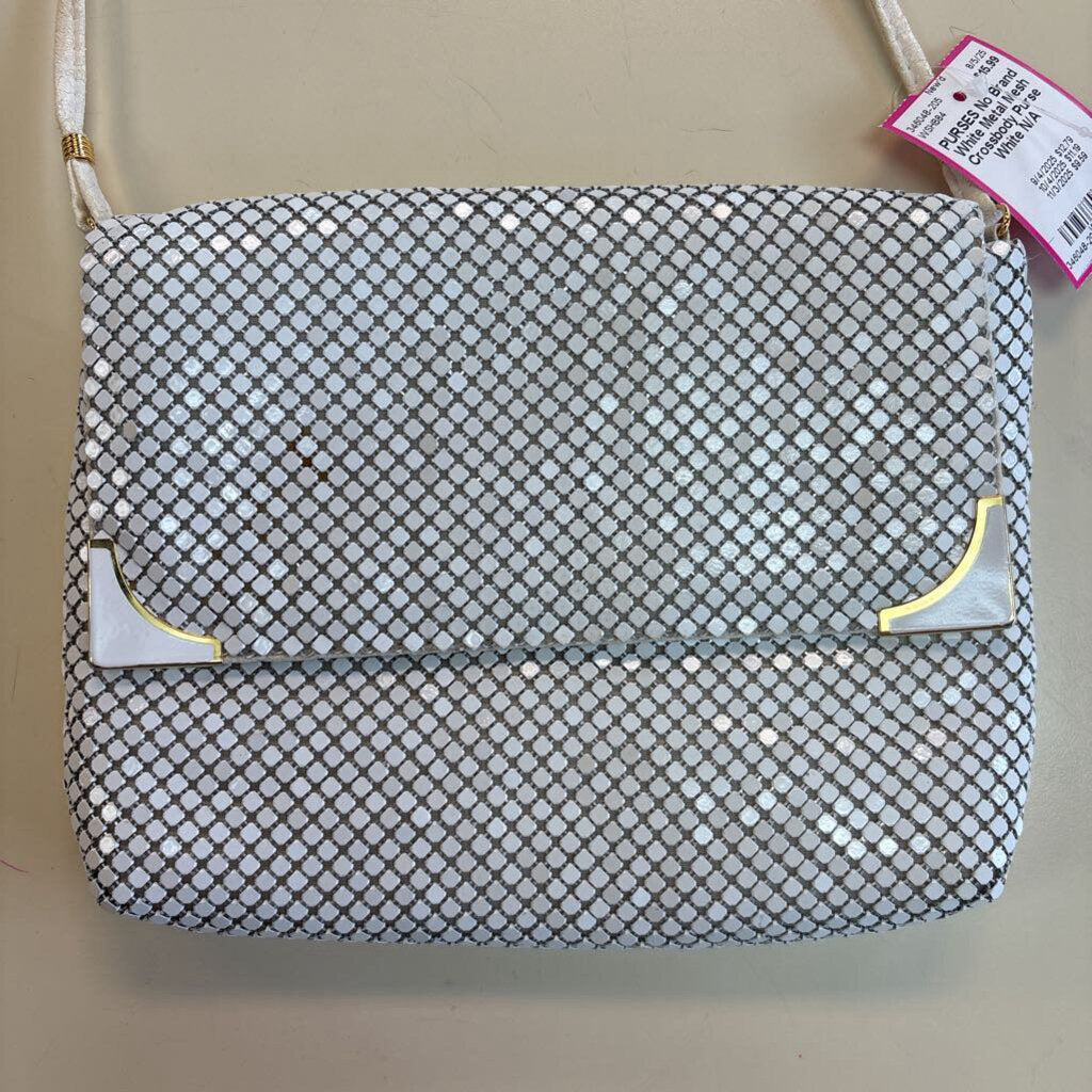 White Metal Mesh Crossbody Purse