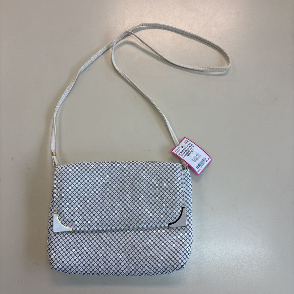 White Metal Mesh Crossbody Purse