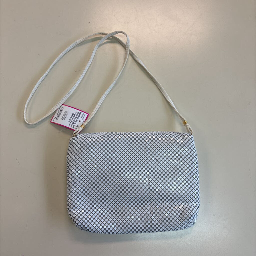 White Metal Mesh Crossbody Purse