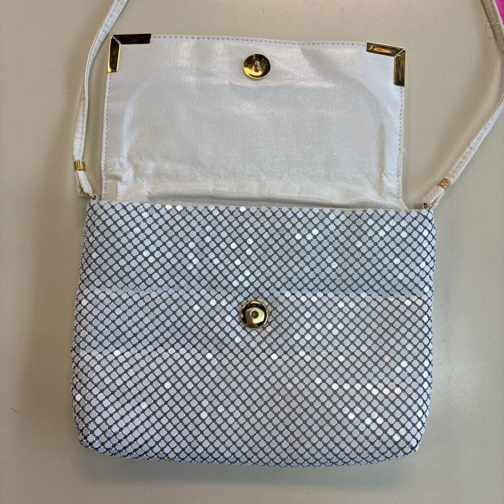 White Metal Mesh Crossbody Purse