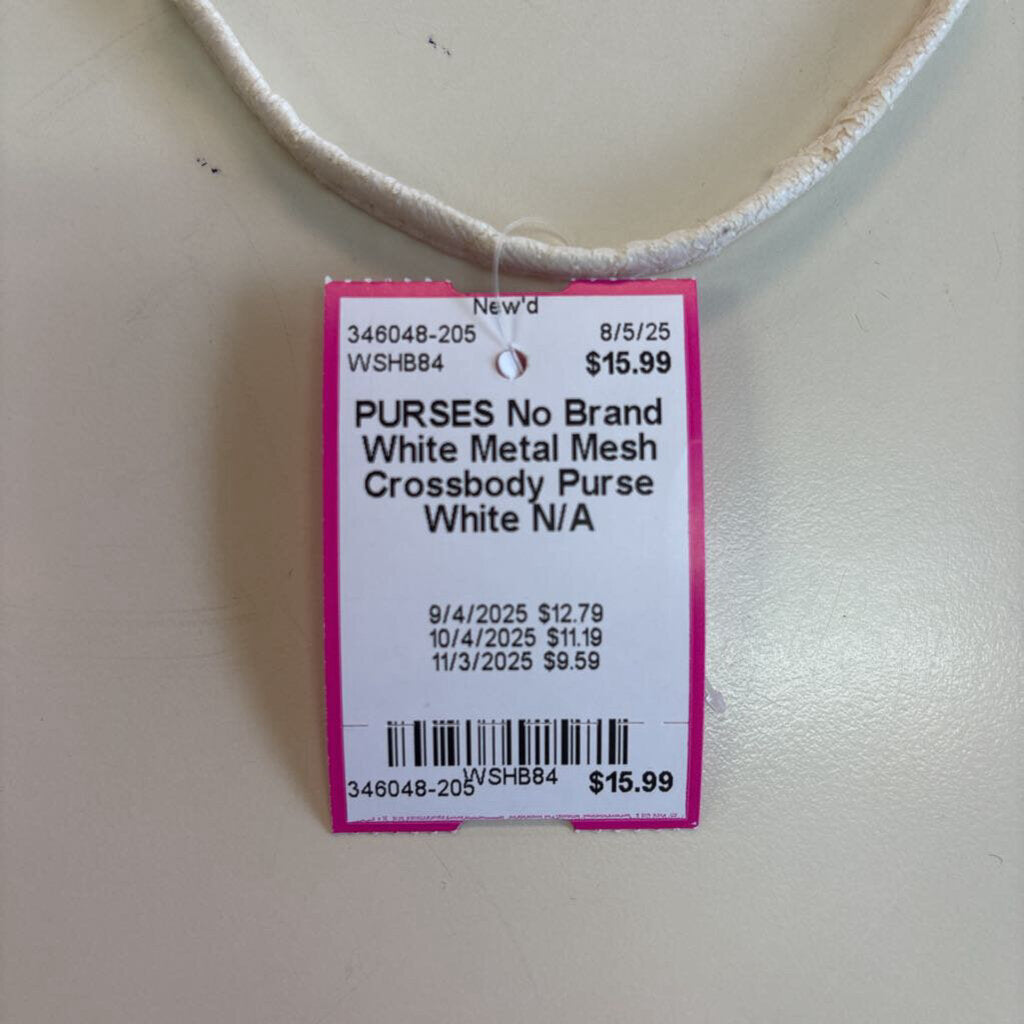 White Metal Mesh Crossbody Purse