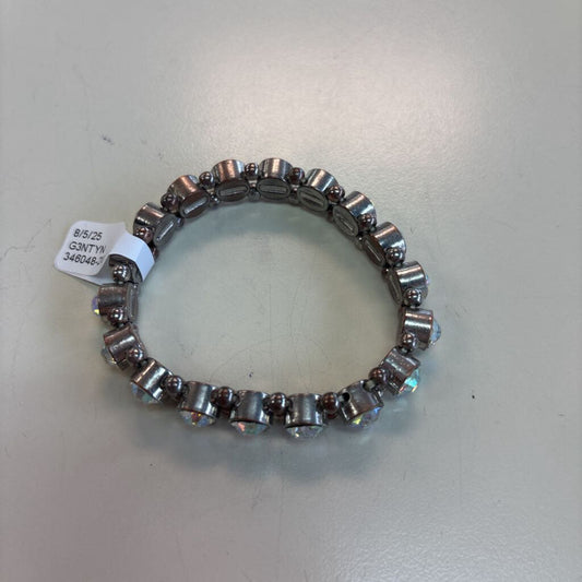 Silver Iridescent Chunky Stone Stretchy Bracelet
