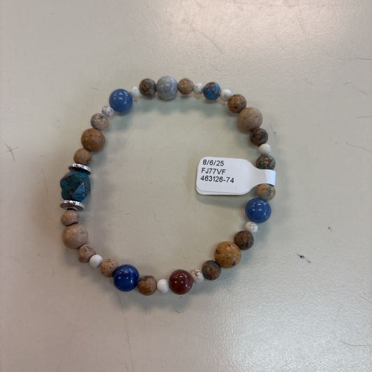 Brown/ Blue Beaded Stretchy Bracelet