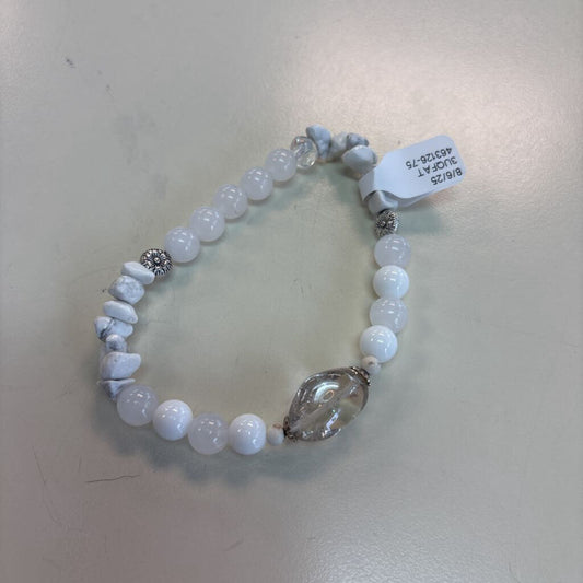 White Beaded Stretchy Bracelet