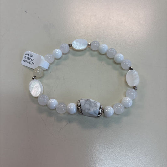 White Beaded Stretchy Bracelet