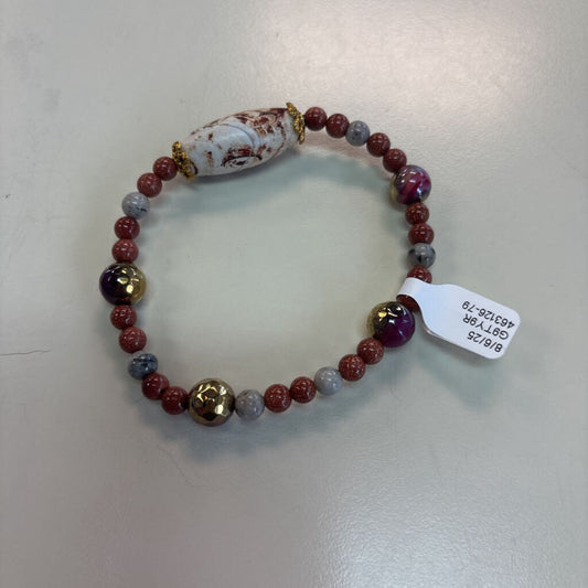 Brown Beaded Stretchy Bracelet