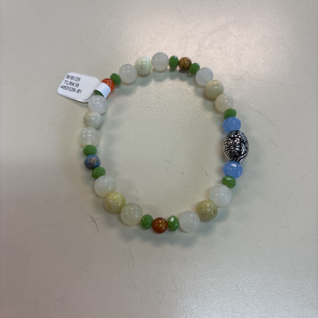 Green/ Multi Beaded Stretchy Bracelet