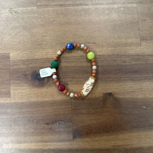 Brown/ Multi Beaded Stretchy Bracelet