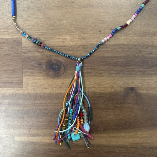 Soft Surroundings Blue/ Multi Beaded Tassel Long Necklace