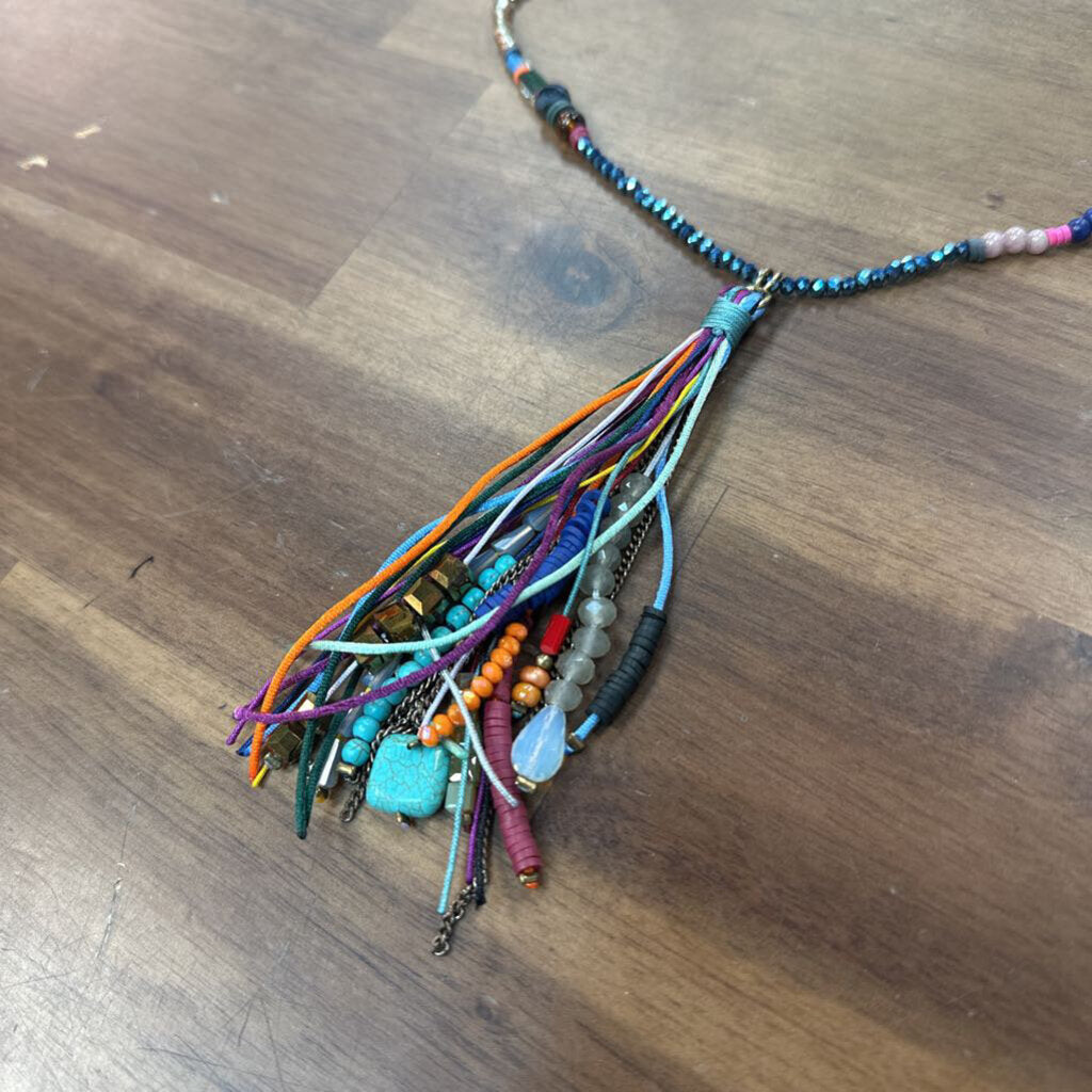 Soft Surroundings Blue/ Multi Beaded Tassel Long Necklace