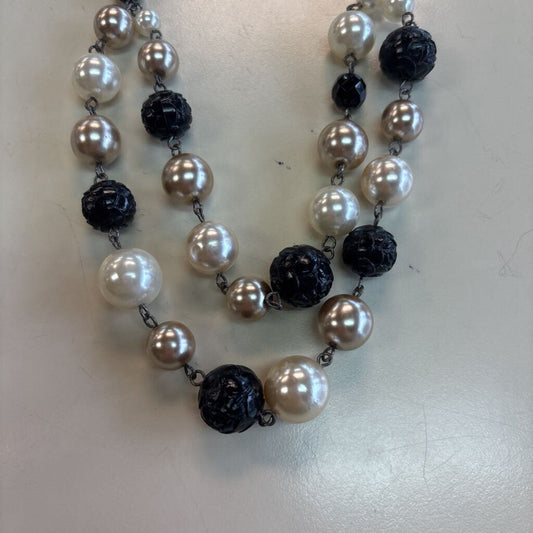 Black/ Pearl Beaded Layered Necklace