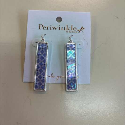 Periwinkle Blue/ White Print Drop Earrings