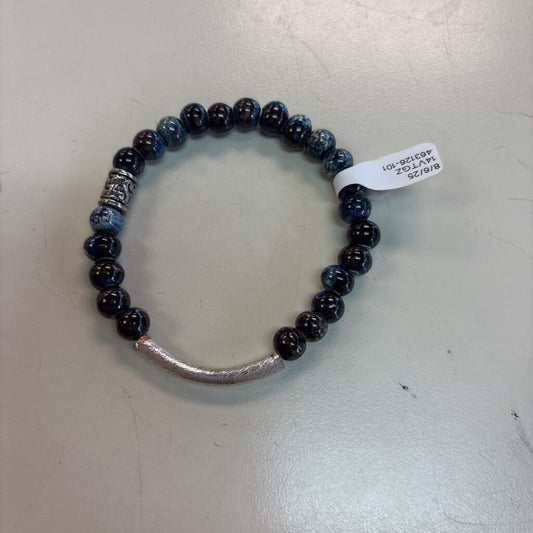 Black/ Silver Beaded Stretchy Bracelet