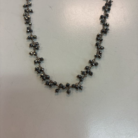 Anne Vaughan Gold/ Grey Beaded Cluster Necklace