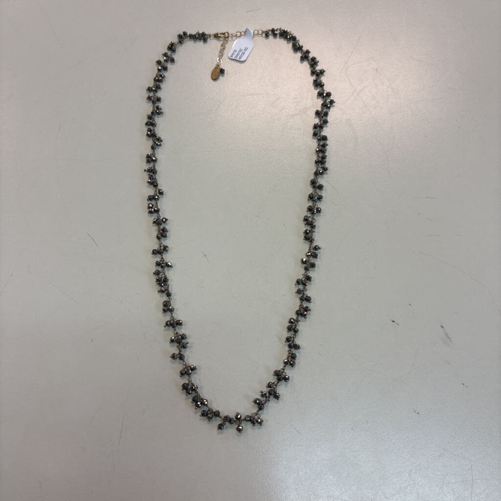 Anne Vaughan Gold/ Grey Beaded Cluster Necklace