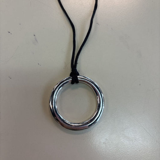 J Jill Black/ Silver Circle Pendant Long Necklace