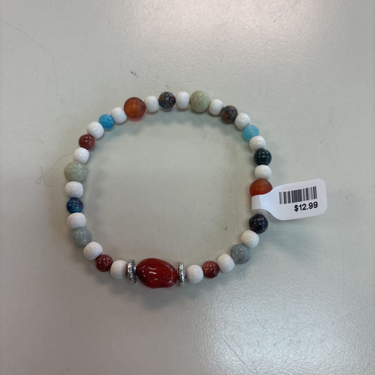 Cream/ Multi Beaded Stretchy Bracelet