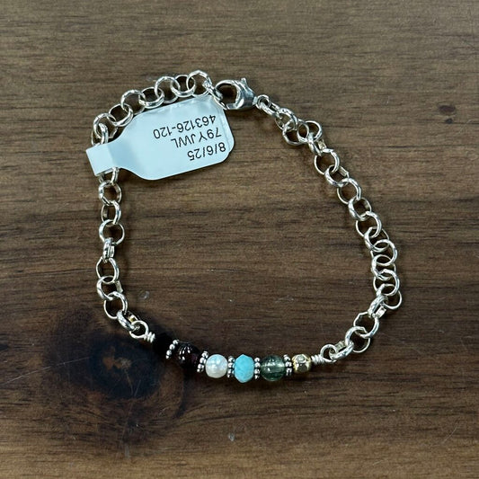 Silver/ Multi Bead Dainty Bracelet