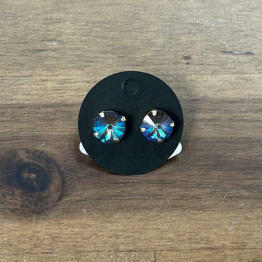 Blue Iridescent Stud Earrings