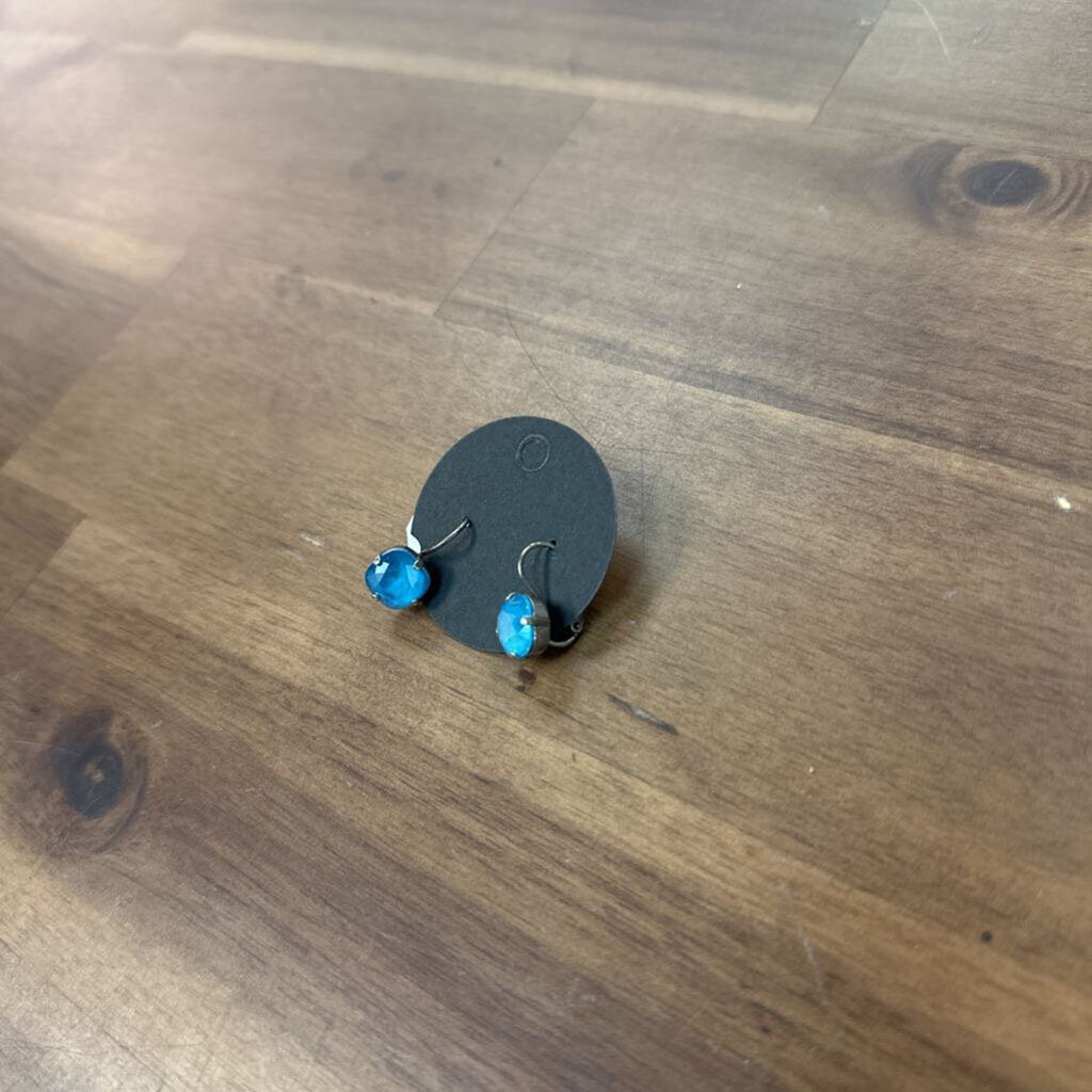 Silver/ Blue Stone Drop Earrings
