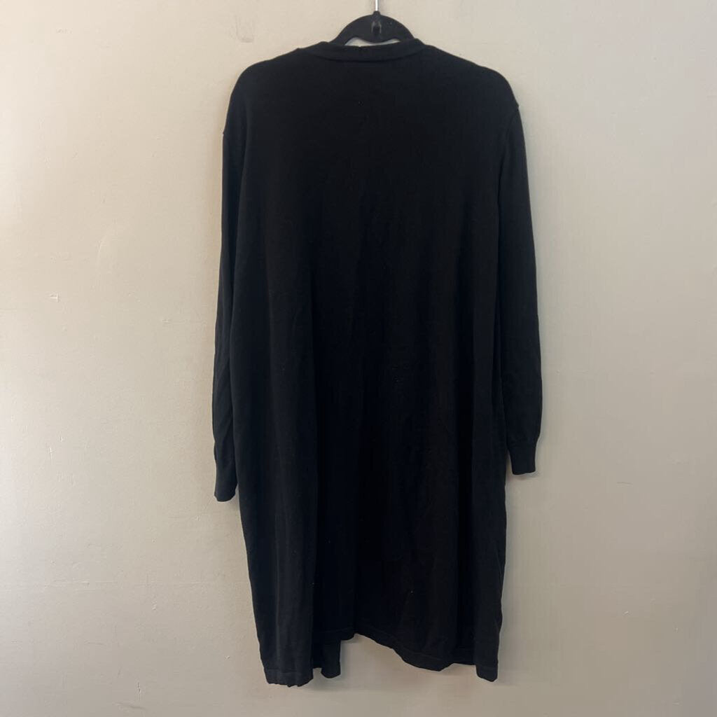 Woman Within Black Long Open Front Long Sleeve Sweater 2X