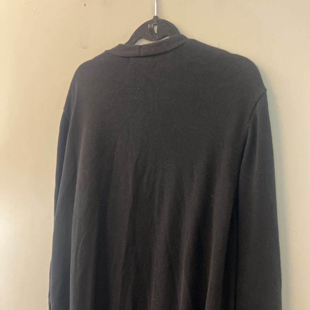 Woman Within Black Long Open Front Long Sleeve Sweater 2X