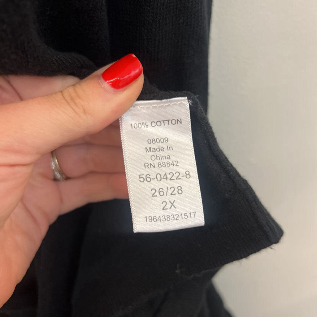 Woman Within Black Long Open Front Long Sleeve Sweater 2X