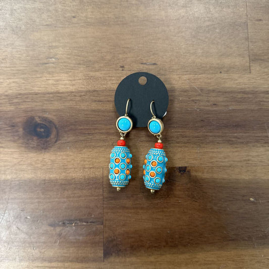 Blue/ Orange Drop Earrings
