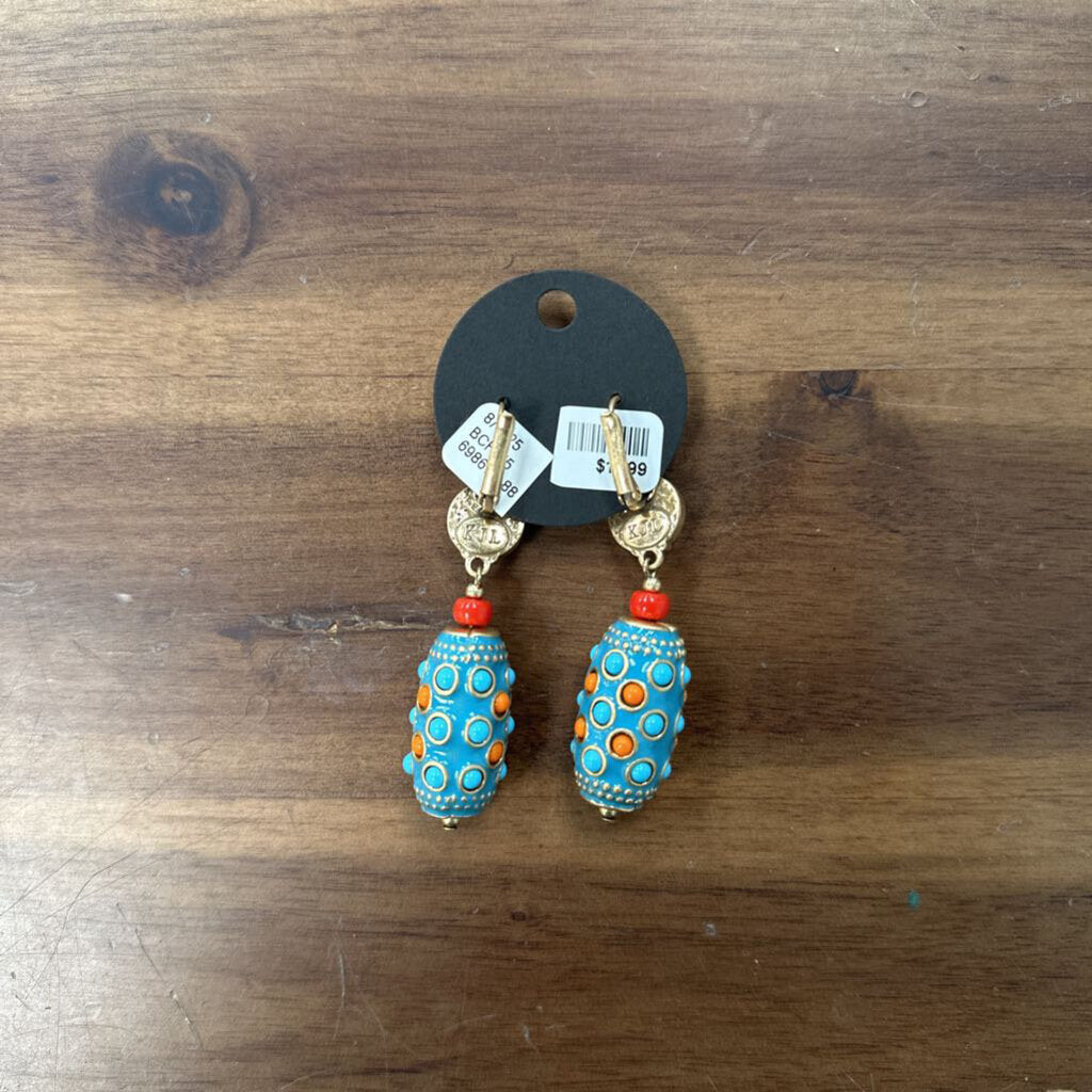 Blue/ Orange Drop Earrings
