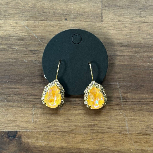 Gold/ Pink Stone Teardrop Earrings